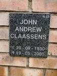 CLAASSENS John Andrew 1930-2000