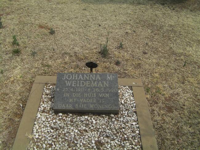 WEIDEMAN Johanna M. 1911-1990