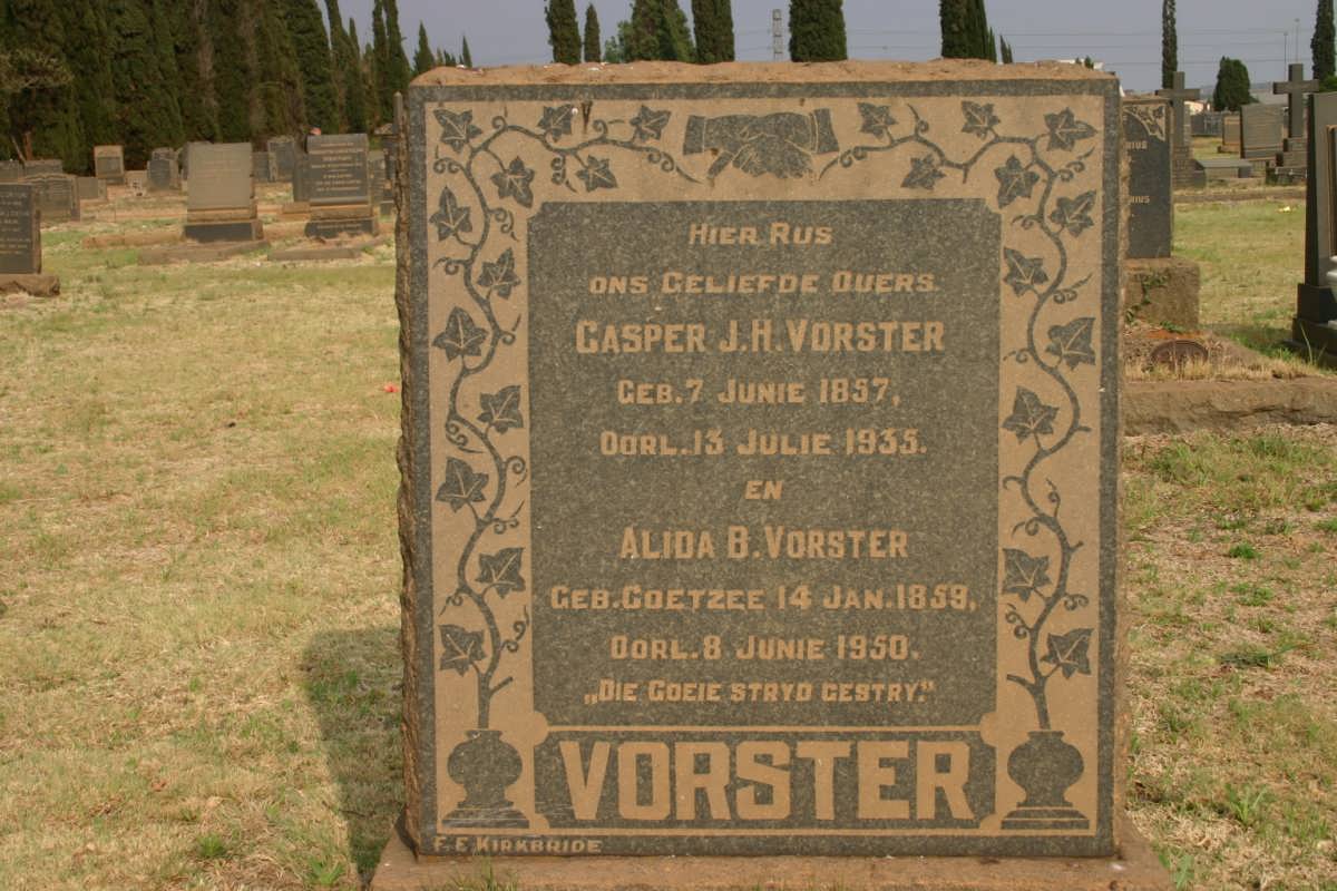 VORSTER Casper J.H. 1857-1935 & Alida B. COETZEE 1859-1950
