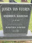VUUREN Andries Barend, Jansen van 1928- & Martha Louisa 1929-2001