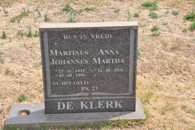 KLERK Martinus Johannes, de 1933-1996 & Anna Martha 1936-