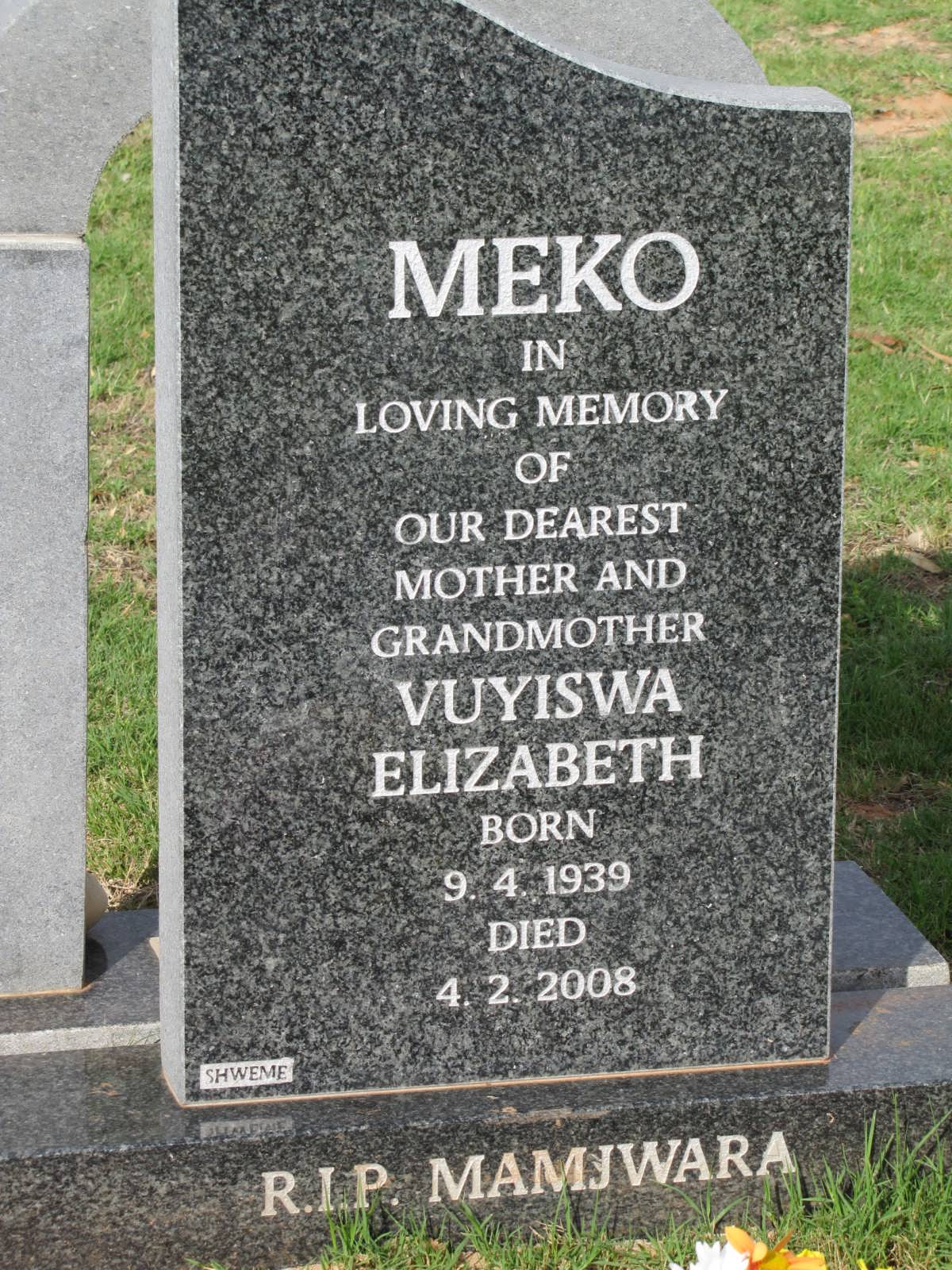 MEKO Vuyiswa Elizabeth 1939-2008