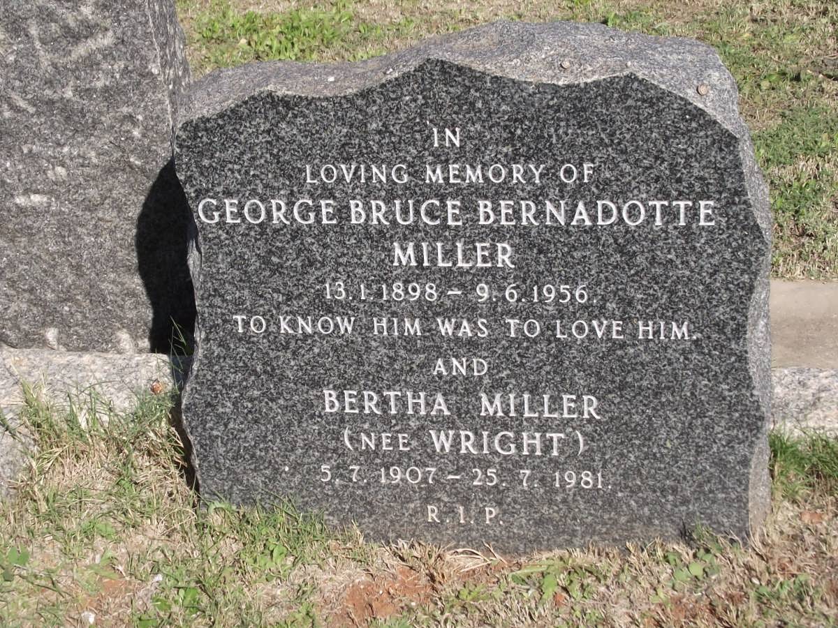 MILLER George Bruce Bernadotte 1898-1956 & Bertha WRIGHT 1907-1981