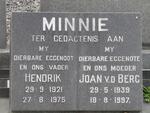 MINNIE Hendrik 1921-1975 & Joan V.D. BERG 1939-1997