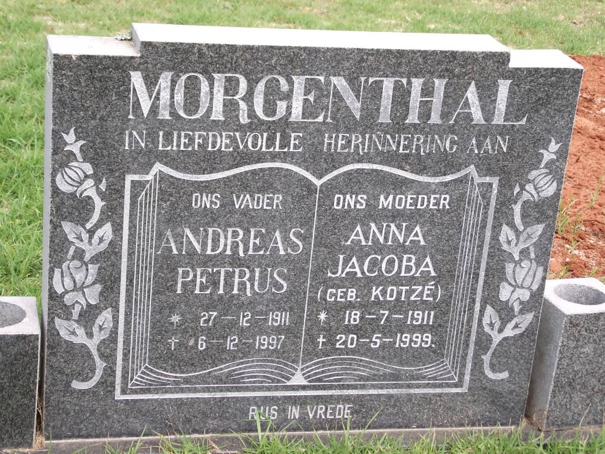 MORGENTHAL Andreas Petrus 1911-1997 & Anna Jacoba KOTZE 1911-1999