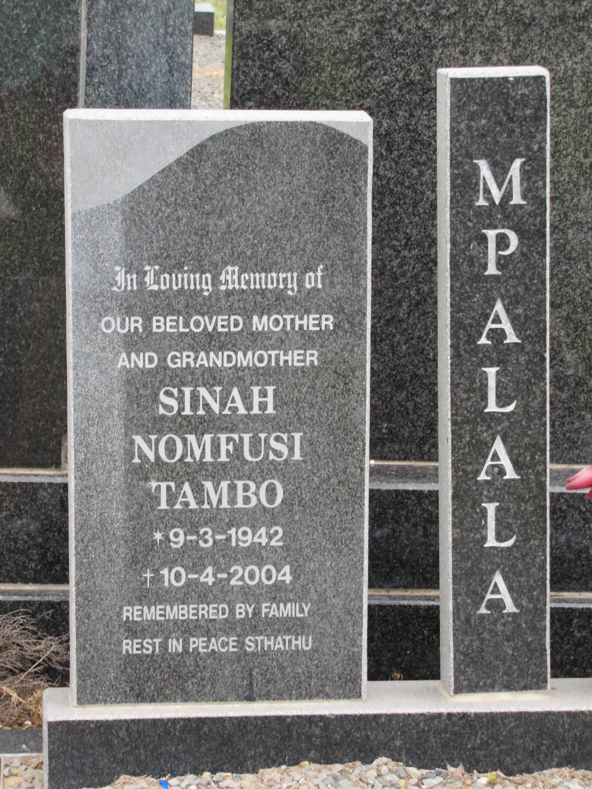 MPALALA Sinah Nomfusi Tambo 1942-2004