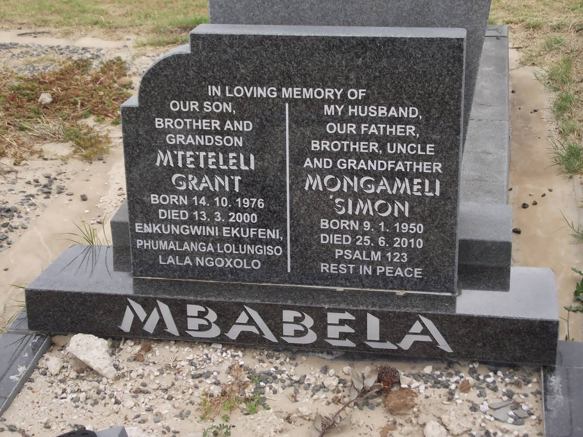MBABELA Mteteleli Grant 1976-2000 :: MBABELA Mongameli Simon 1950-2010