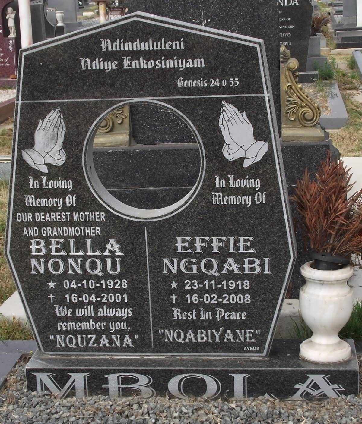 MBOLA Bella Nonqu 1928-2001 & Effie Ngqabi 1918-2008