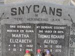 SNYGANS Thomas Richard Alfred 1929-1975 :: GRAS Martha Elizabeth, le formerly SNYGANS 1932-1996
