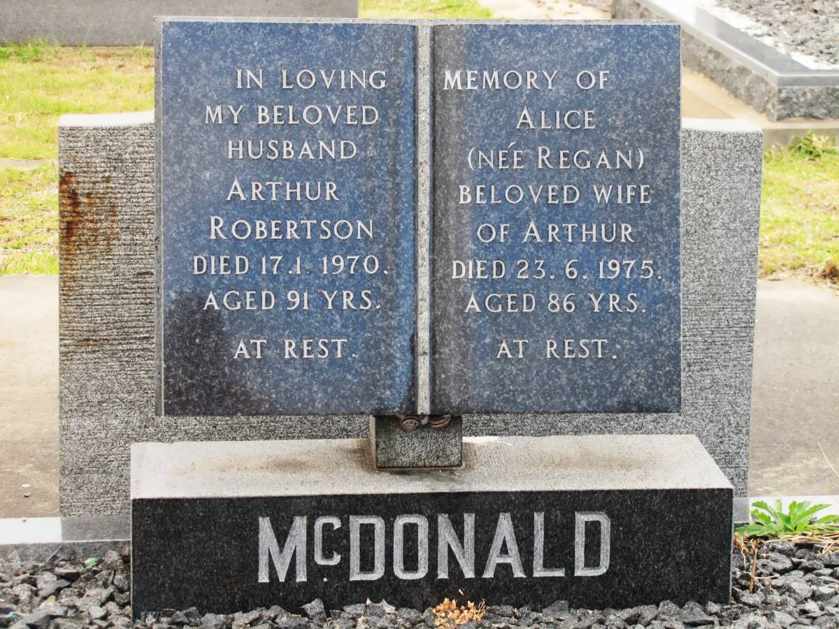 McDONALD Arthur Robertson -1970 & Alice REGAN -1975