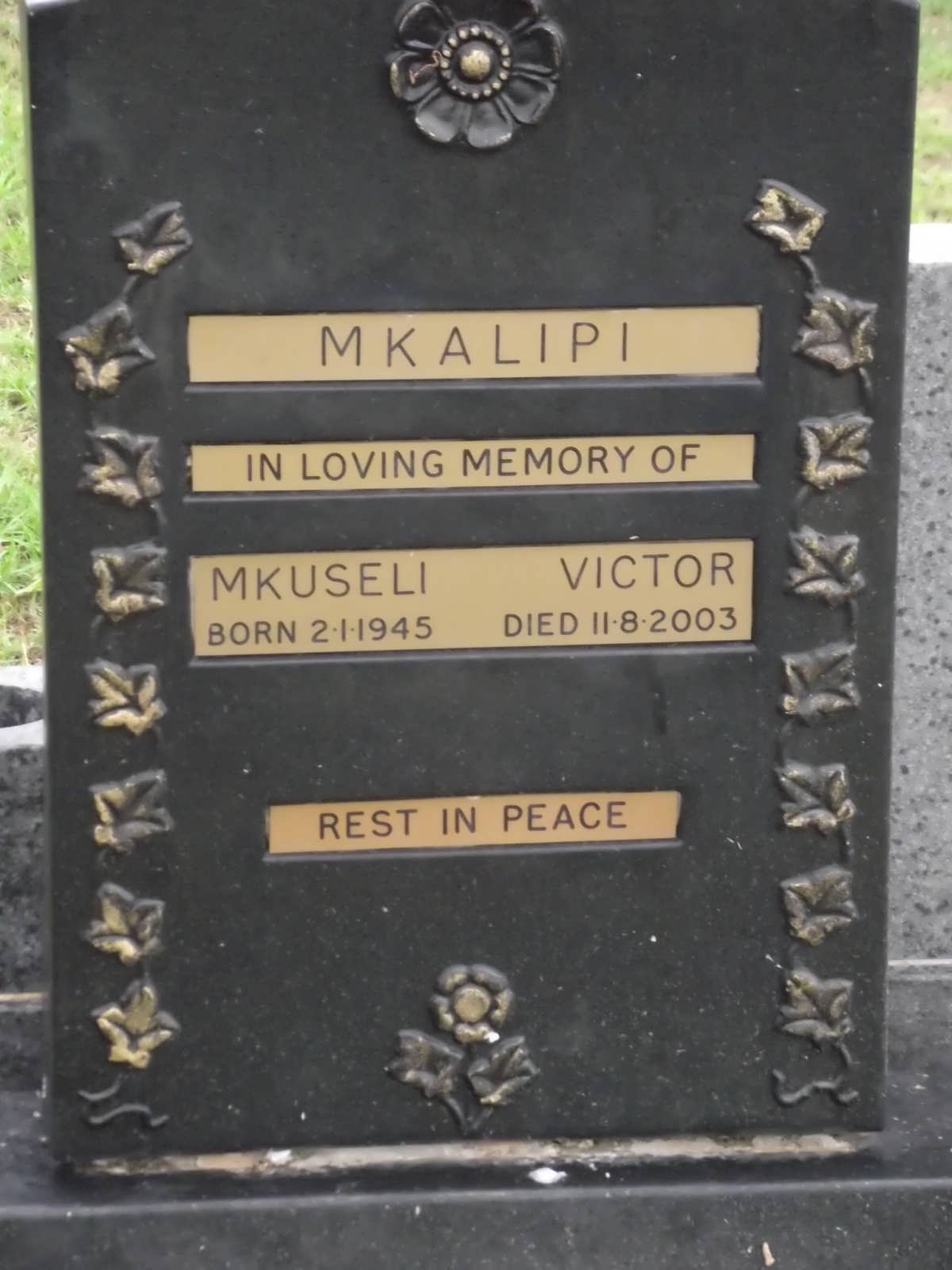MKALIPI Mkuseli Victor 1945-2003