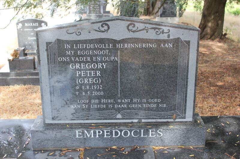 EMPEDOCLES Gregory Peter 1932-2000