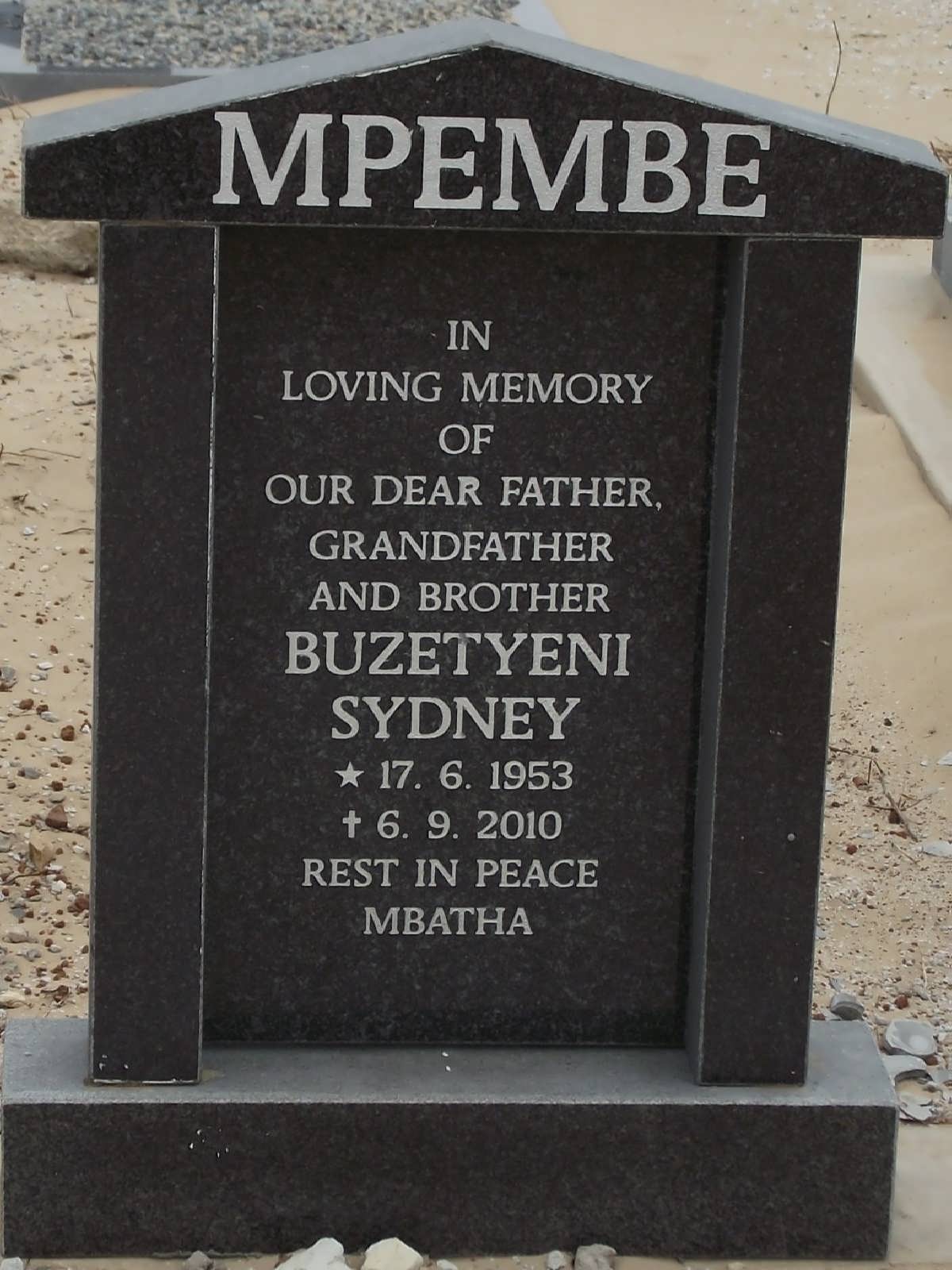 MPEMBE Buzetyeni Sydney 1953-2010