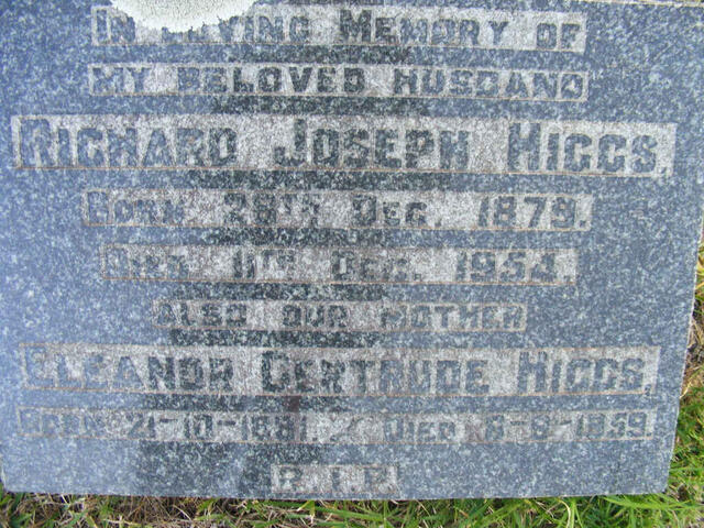 HIGGS Richard Joseph 1879-1954 & Eleanor Gertrude 1881-1959