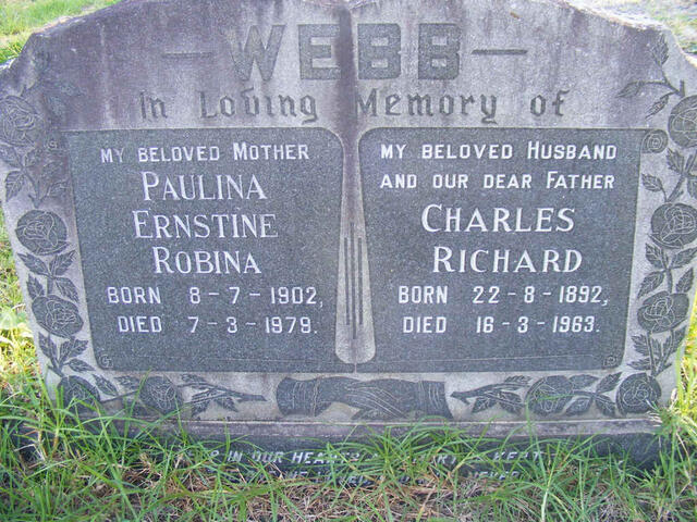 WEBB Charles Richard 1892-1963 & Paulina Ernstine Robina 1902-1979