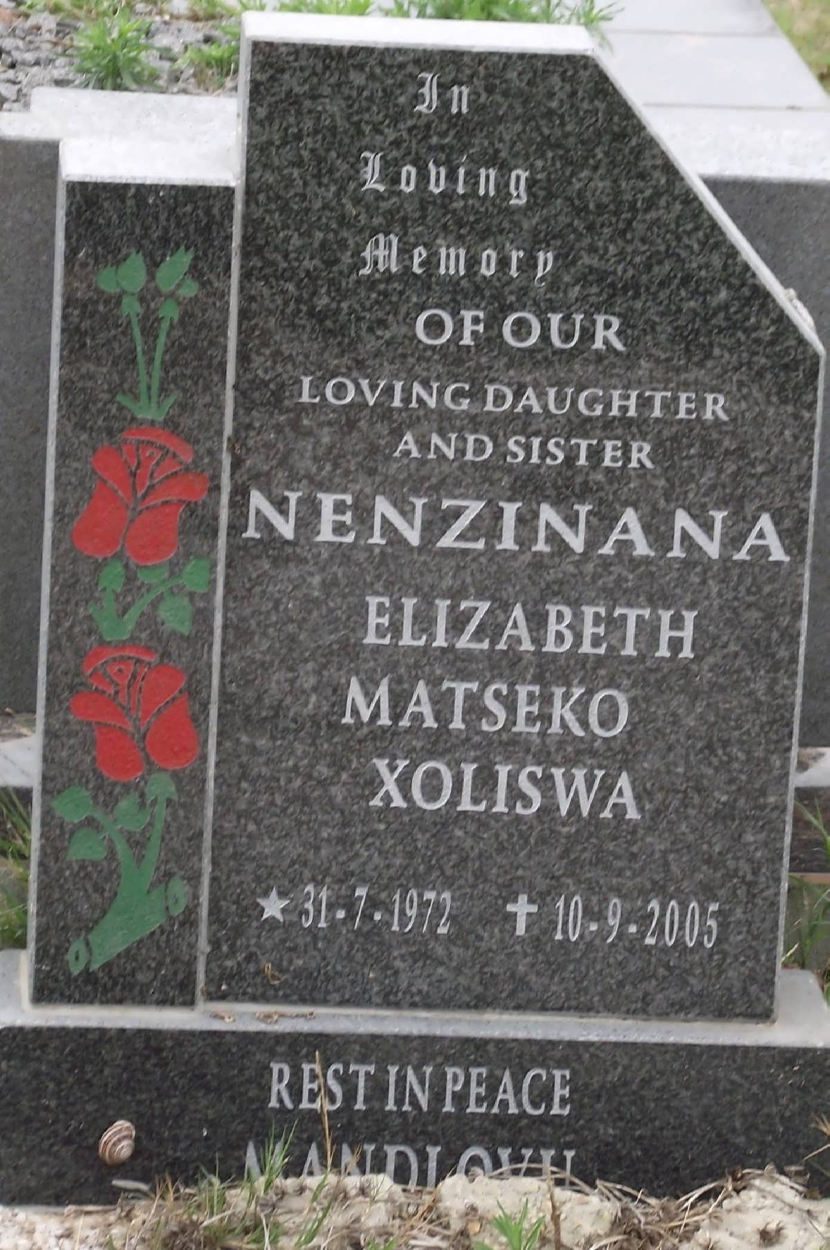 NENZINANA Elizabeth Matseko Xoliswa 1972-2005