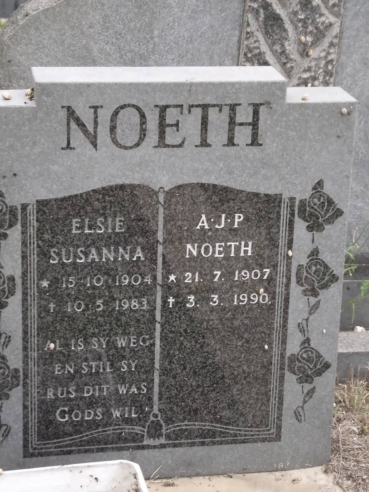 NOETH Elsie Susanna 1904-1983 & Abraham J.P. 1907-1996