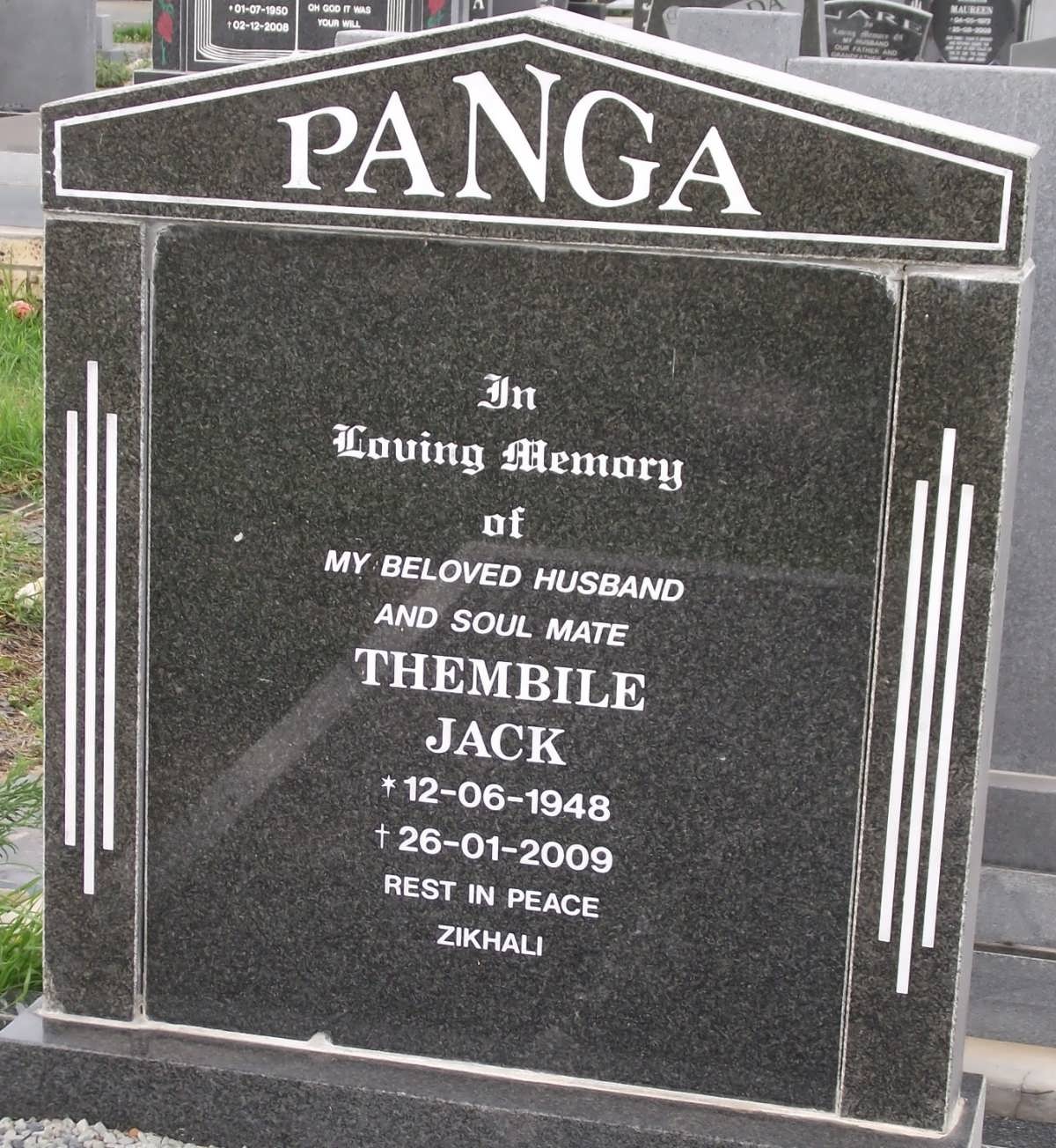 PANGA Thembile Jack 1948-2009