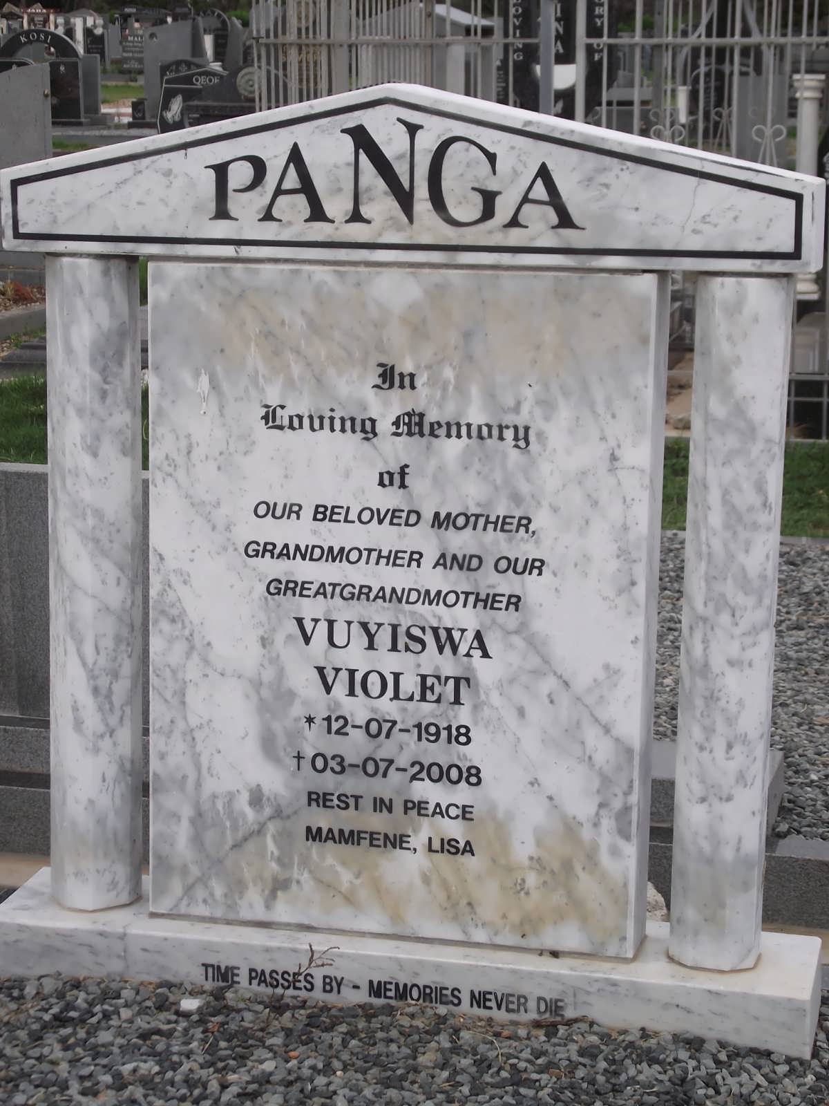 PANGA Vuyiswa Violet 1918-2008