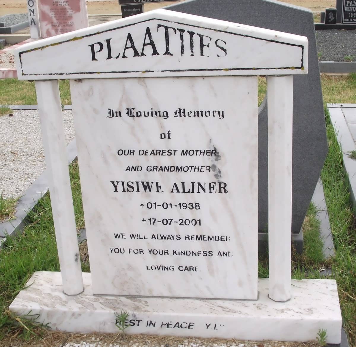 PLAATJIES Yisiwe Aliner 1938-2001