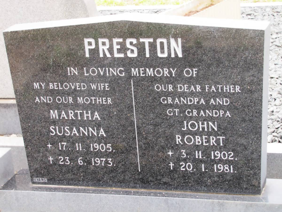 PRESTON John Robert 1902-1981 & Martha Susanna 1905-1973