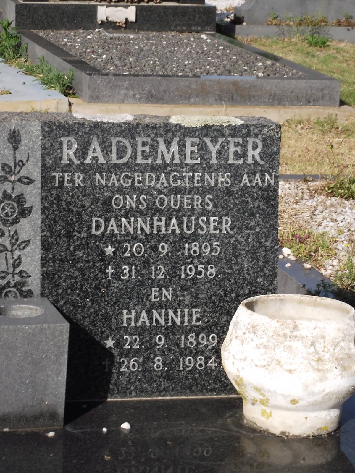 RADEMEYER Dannhauser 1895-1958 & Hannie 1899-1984