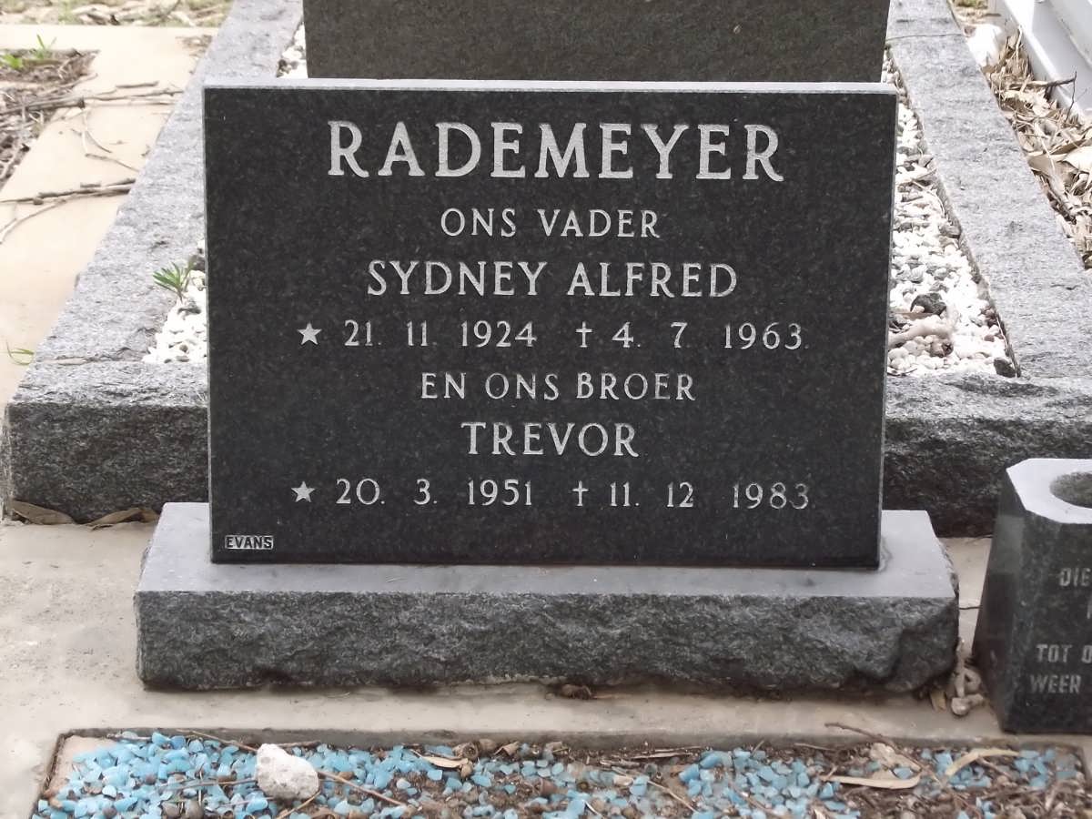 RADEMEYER Sydney Alfred 1924-1963 :: RADEMEYER Trevor 1951-1983