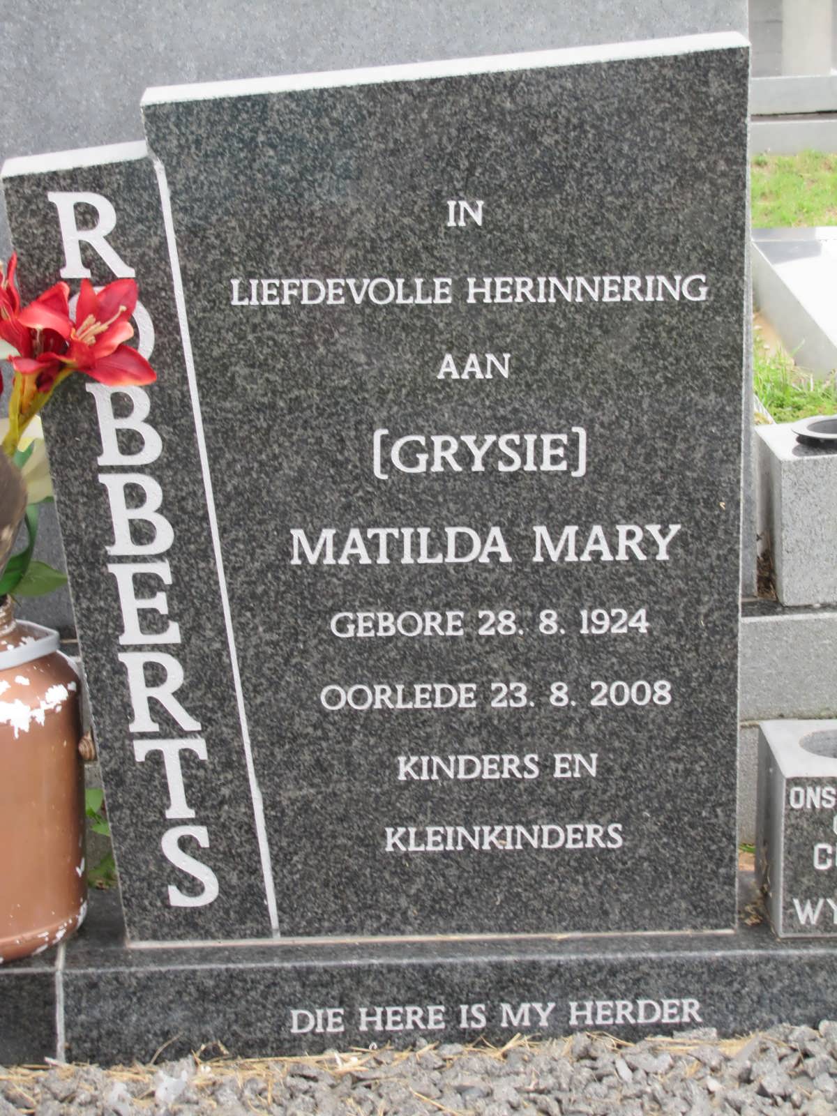 ROBBERTS Matilda Mary 1924-2008