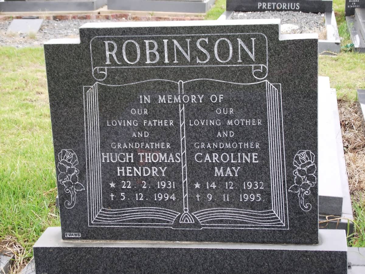 ROBINSON Hugh Thomas Hendry 1931-1994 & Caroline May 1932-1995