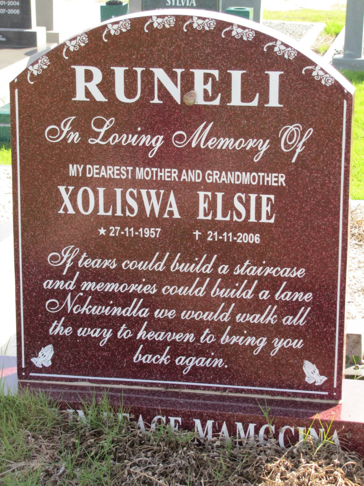 RUNELI Xoliswa Elsie 1957-2006