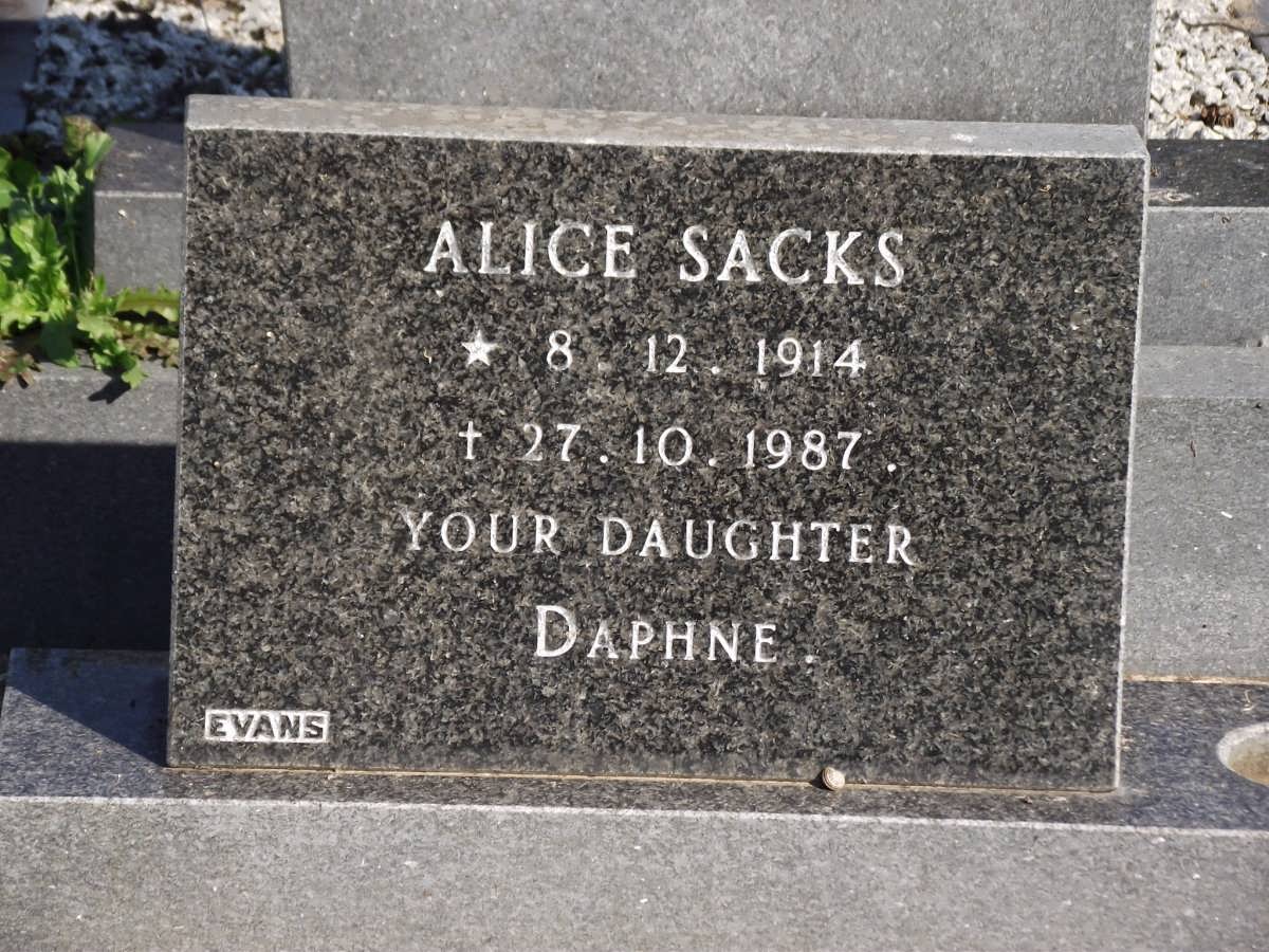 SACKS Alice 1914-1987