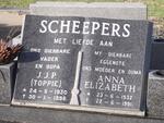 SCHEEPERS J.J.P. 1930-1998 & Anna Elizabeth 1932-1991