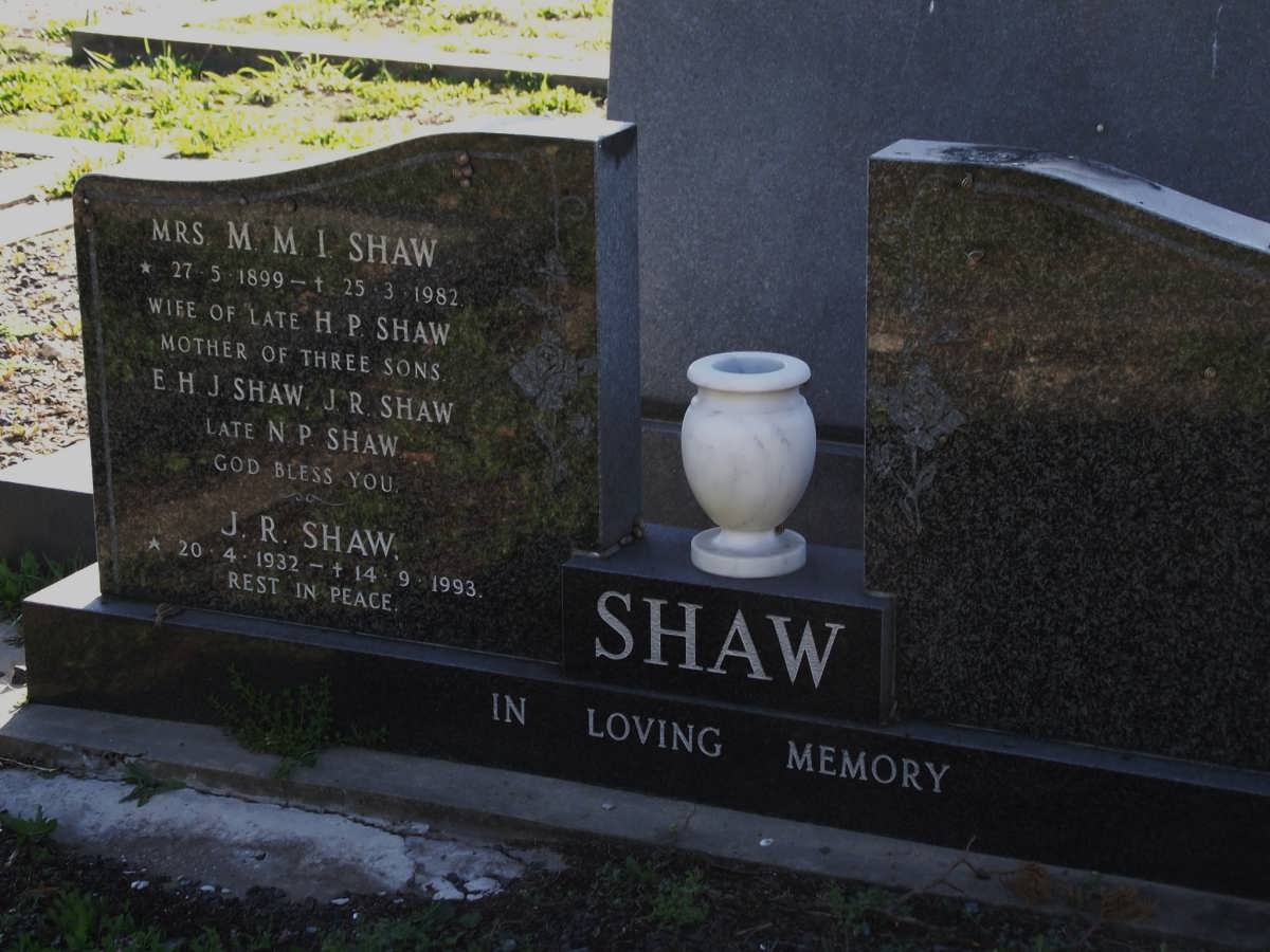 SHAW M.M.I. 1899-1982 :: SHAW J.R 1932-1993