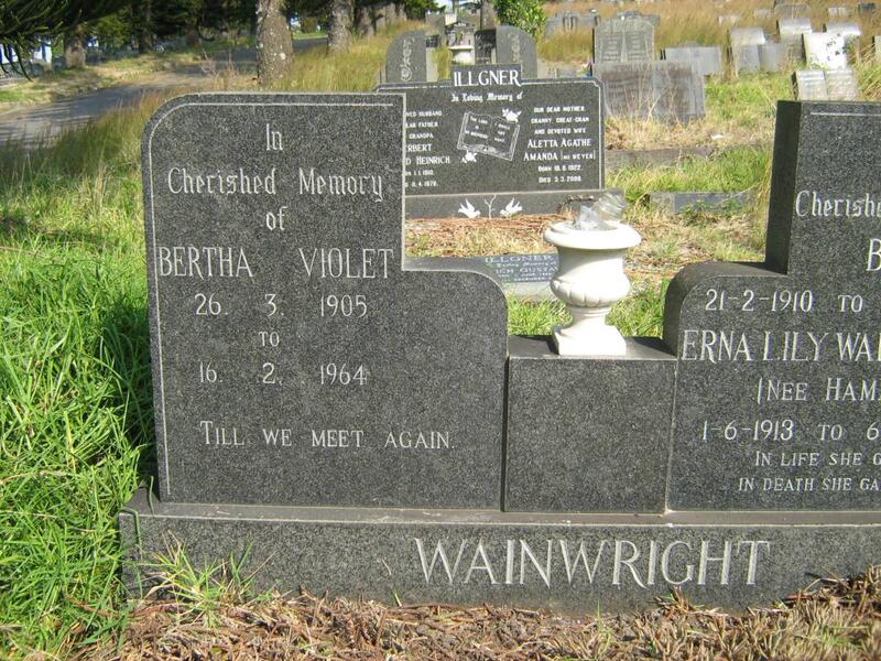 WAINWRIGHT Bert 1910-1980 & Erna Lily HAMANN 1913-1984 :: WAINWRIGHT Bertha Violet 1905-1964