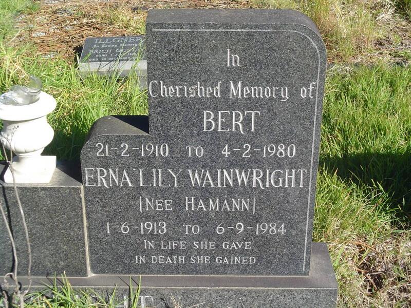 WAINWRIGHT  Bert 1910-1980 & Erna Lily HAMANN 1913-1984 :: WAINWRIGHT Bertha Violet 1905-1964