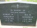 SONDERUP Robert W. 1902-1961 & Iris M. 1905-1973