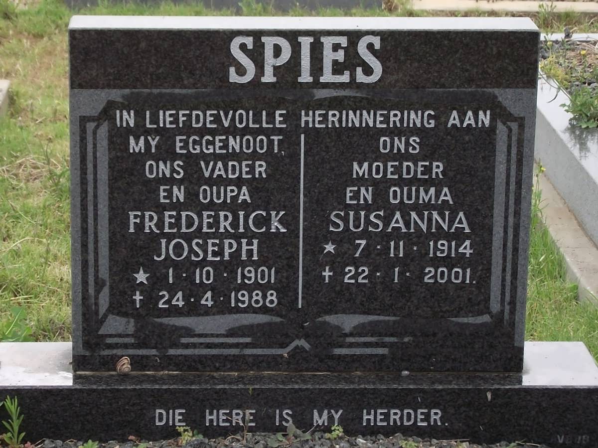 SPIES Frederick Joseph 1901-1988 & Susanna 1914-2001