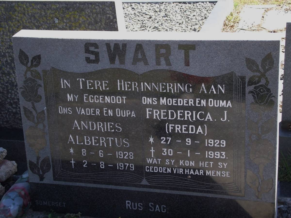 SWART Andries Albertus 1928-1979 & Frederica J. 1929-1993