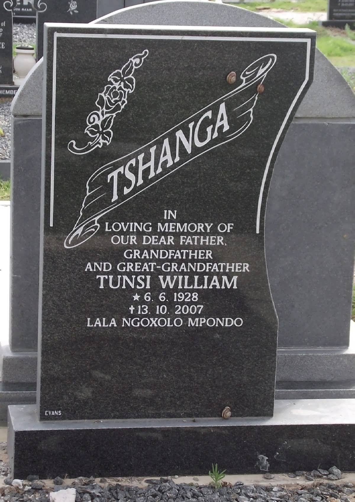 TSHANGA Tunsi William 1928-2007