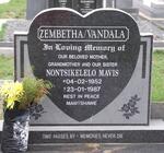 ZEMBETHA-VANDALA Nontsikelelo Mavis 1952-1987