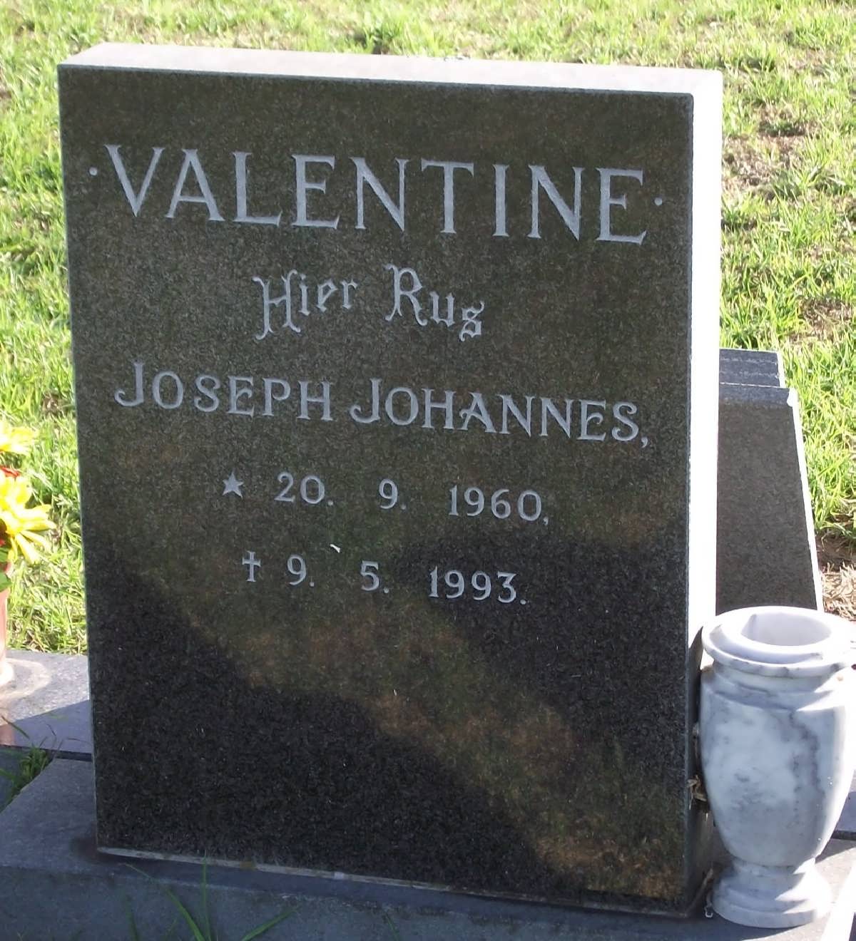 VALENTINE Joseph Johannes 1960-1993