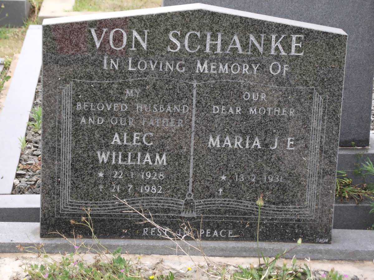 SCHANKE Alec William, von 1928-1982 & Maria Johanna E. 1931-2003