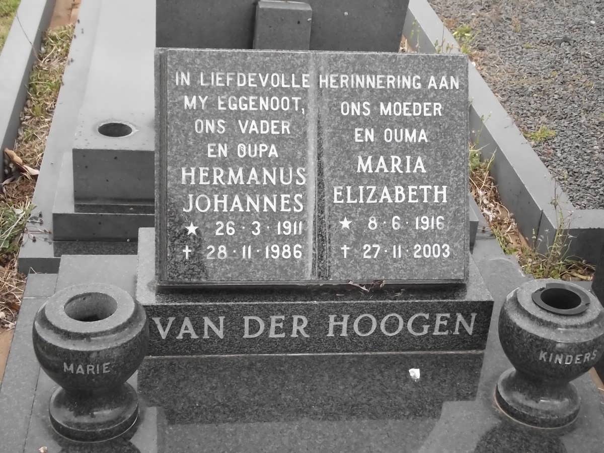 HOOGEN Hermanus Johannes, van der 1911-1986 & Maria Elizabeth 1916-2003