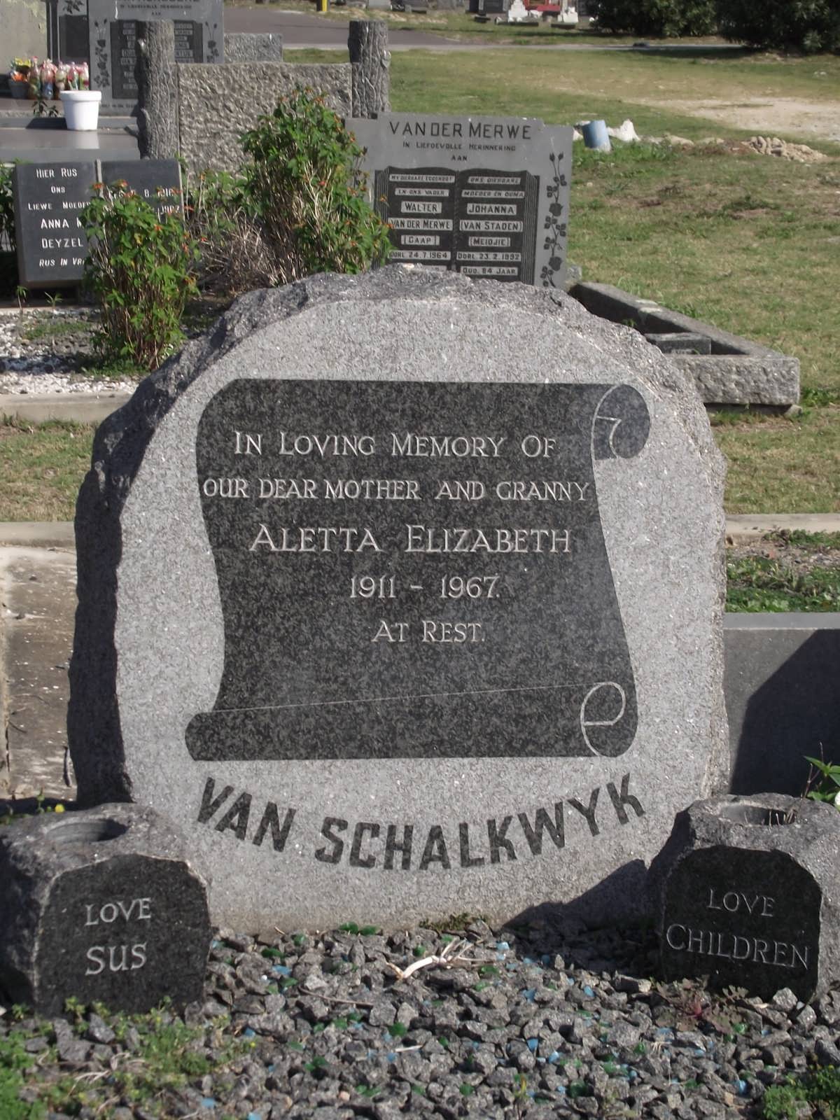 SCHALKWYK Aletta Elizabeth, van 1911-1967