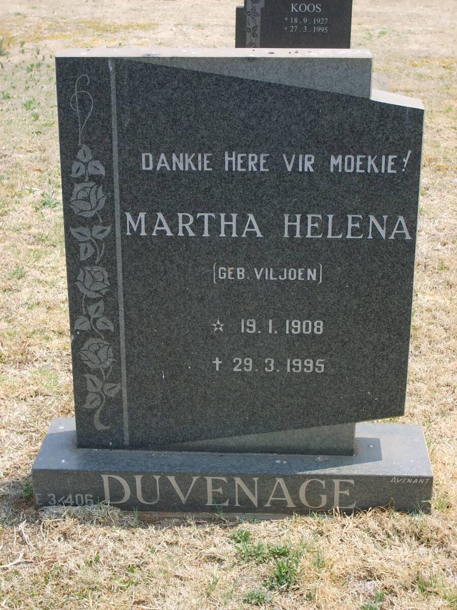 DUVENAGE Martha Helena nee VILJOEN 1908-1995