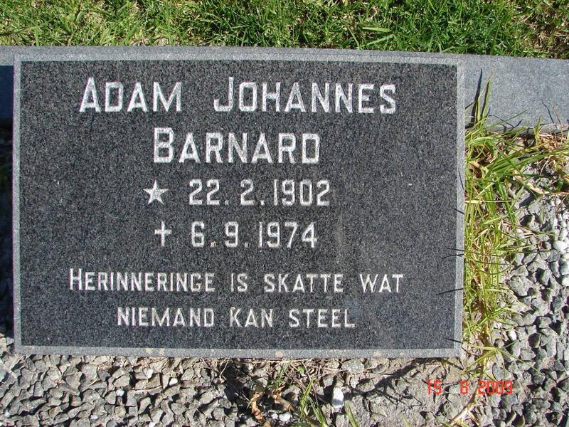 BARNARD Adam Johannes 1902-1974