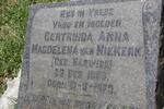 NIEKERK Gertruida Anna Magdelena, van nee HARWISE 1853-1920