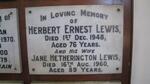 LEWIS Herbert Ernest -1948 & Jane Hetherington  -1960