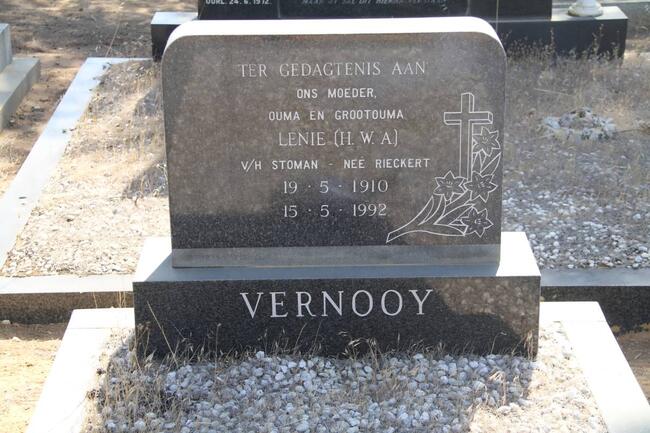 VERNOOY H.W.A. formerly STOMAN nee RIECKERT 1910-1992