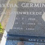 MELLET Albertha Germina nee UITENWEERDE 1916-1994